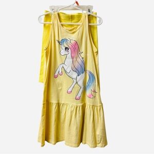 H&M Kids | Unicorn Print Dress + Shorts Set - Yellow